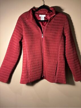 Vintage Tweeds Quilted Zip-Front Puffer Jacket - Red